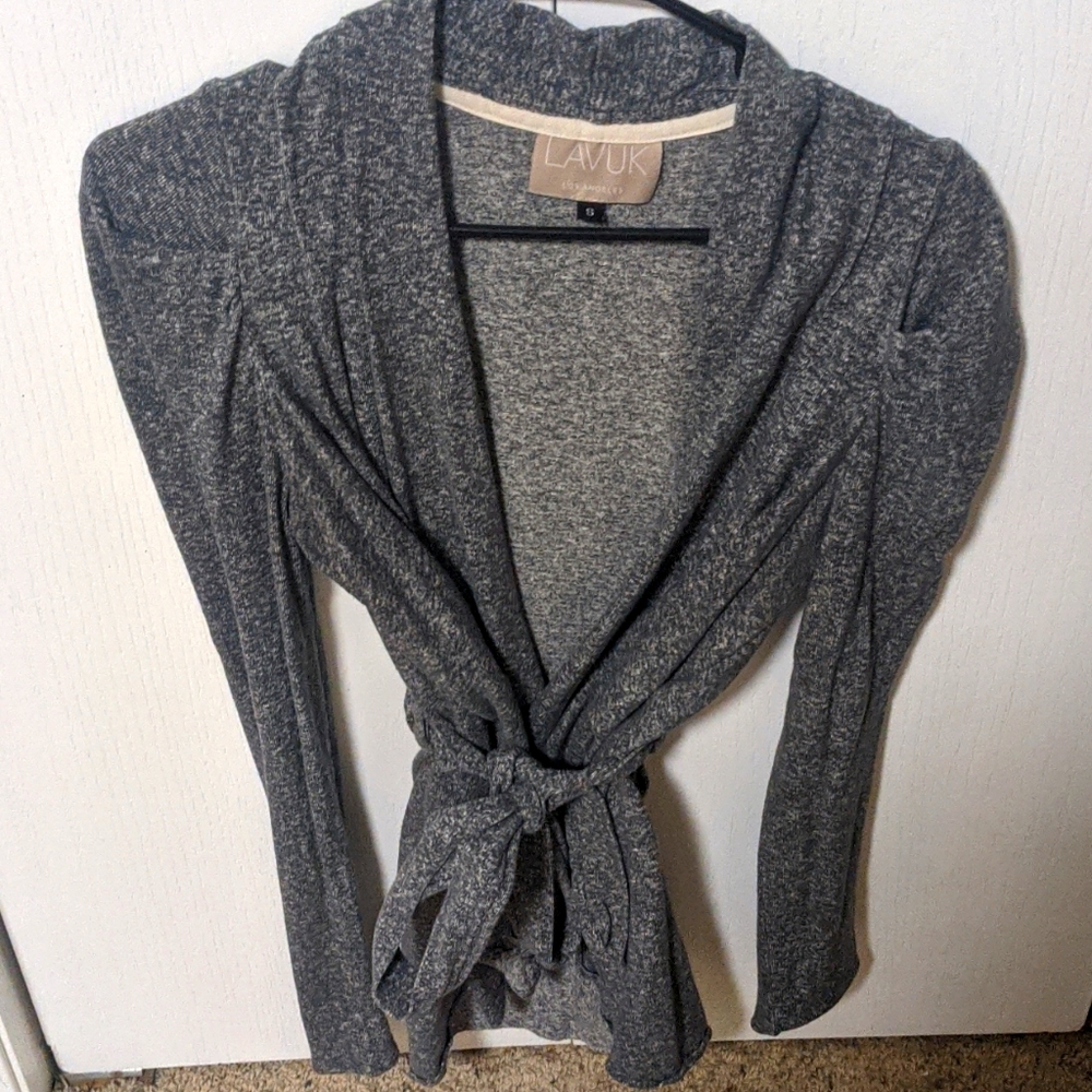 Grey wrap sweater